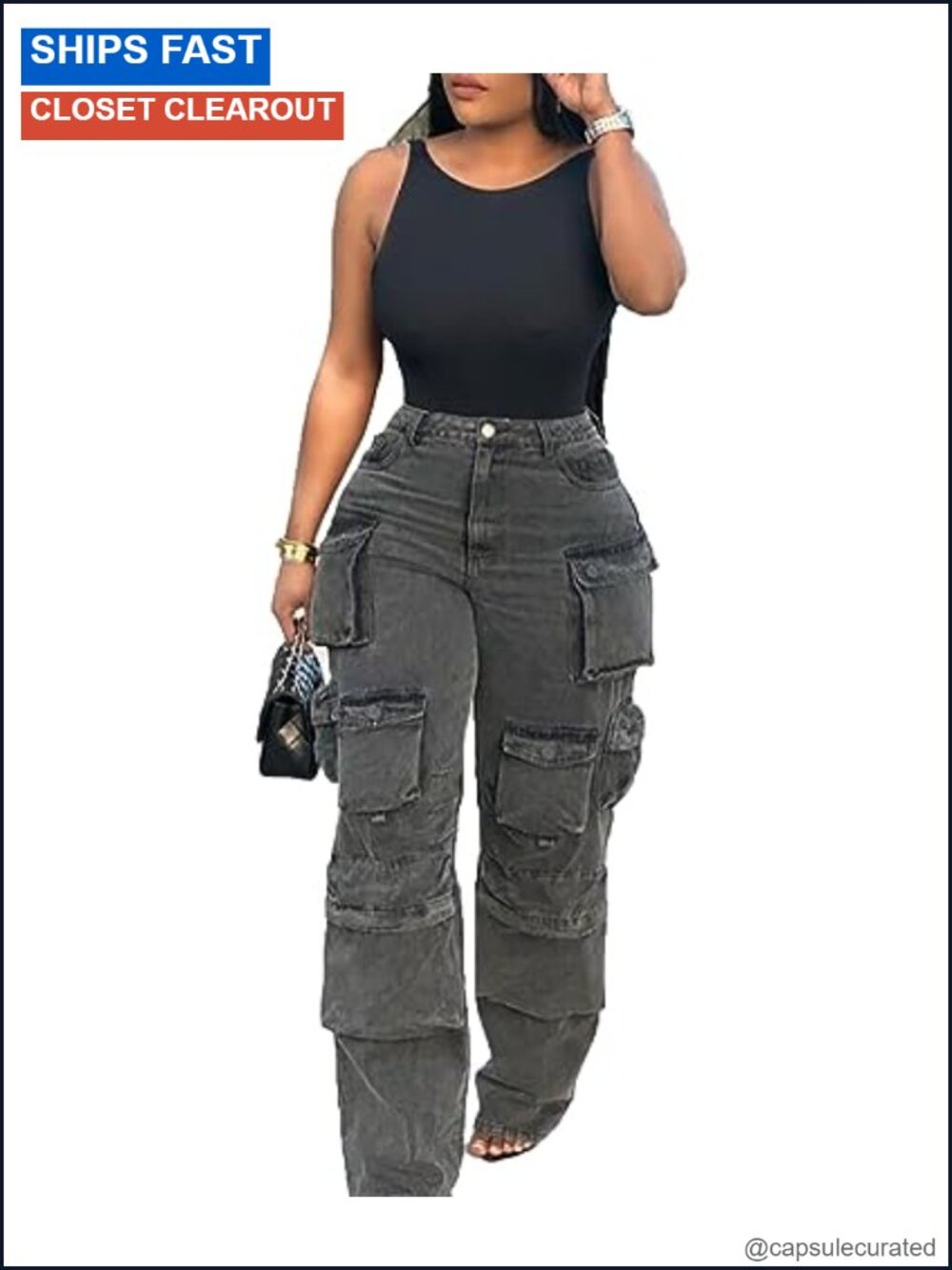 Y2K Baggy Straight Wide Leg High Waist Denim Jeans 6 Pockets